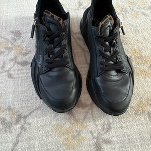 Fendi Black Leather Sneakers for Men